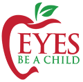 Logo for Eyes Be A Child: a red apple outline with 'EYES' in red and 'BE A CHILD' in green text.